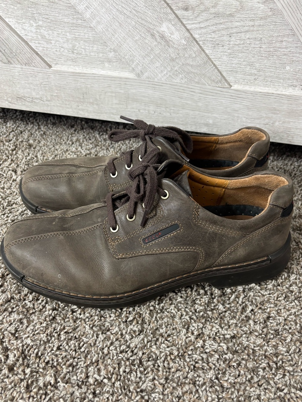 Ecco Fusion Casual Lace-Up Brown Leather Oxfords Men Size 46 or 12/12.5